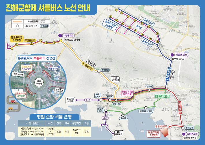 진해군항제 셔틀버스 노선도