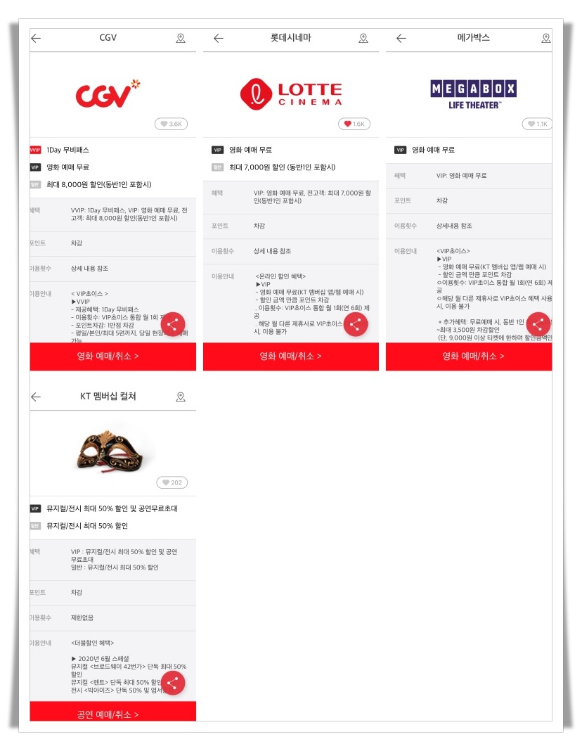 영화 공연 할인 제휴사