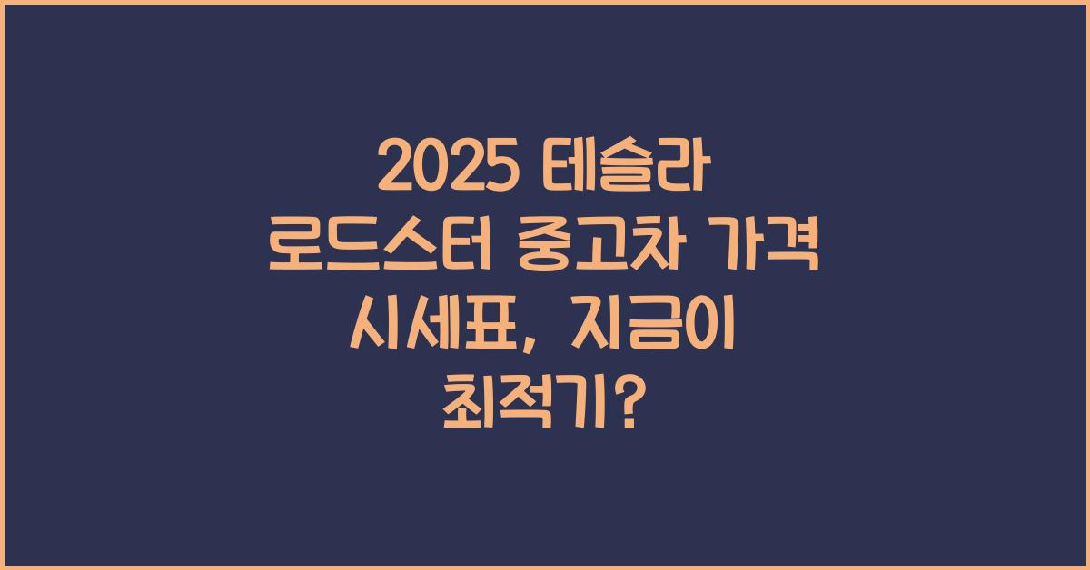 2025 테슬라 로드스터 중고차 가격 시세표