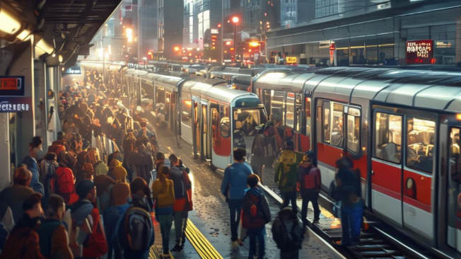 버스 파업으로 지하철에 몰린 사람들