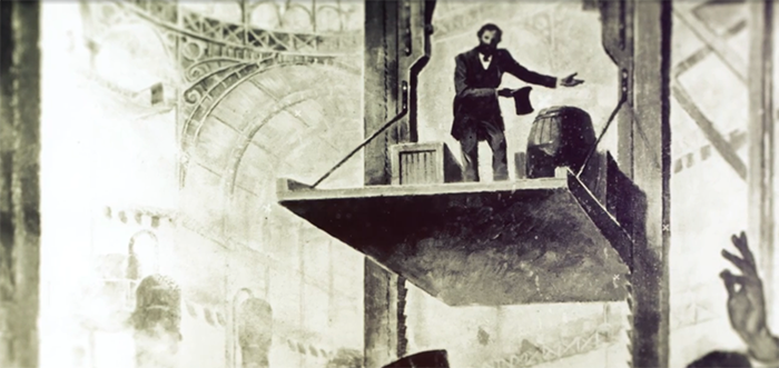 Otis product demonstration image, 1854