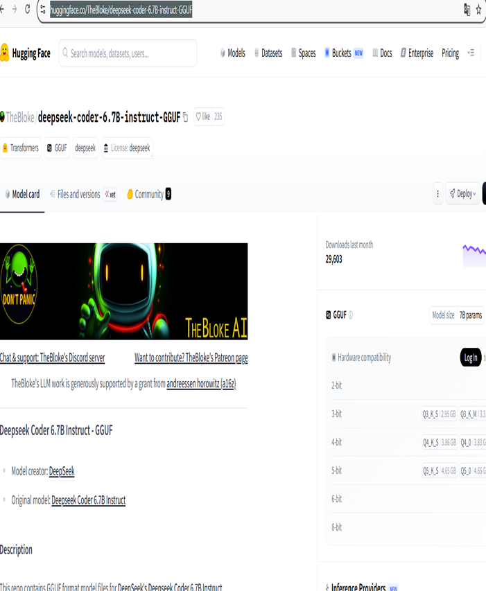 huggingface 의 deepseek-coder-6.7B deepseek-coder-6.7b-instruct.Q4_K_M.gguf