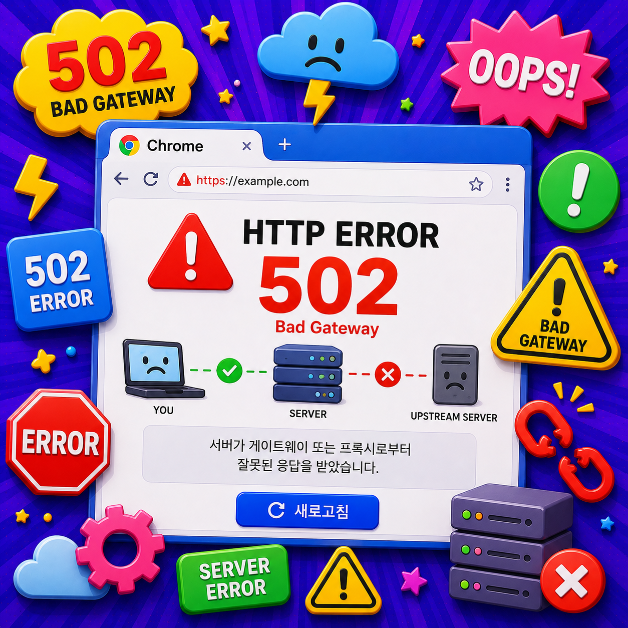 크롬 HTTP ERROR 502 해결방법 총정리 &ndash; Bad Gateway&middot;서버오류&middot;사이트접속안됨까지