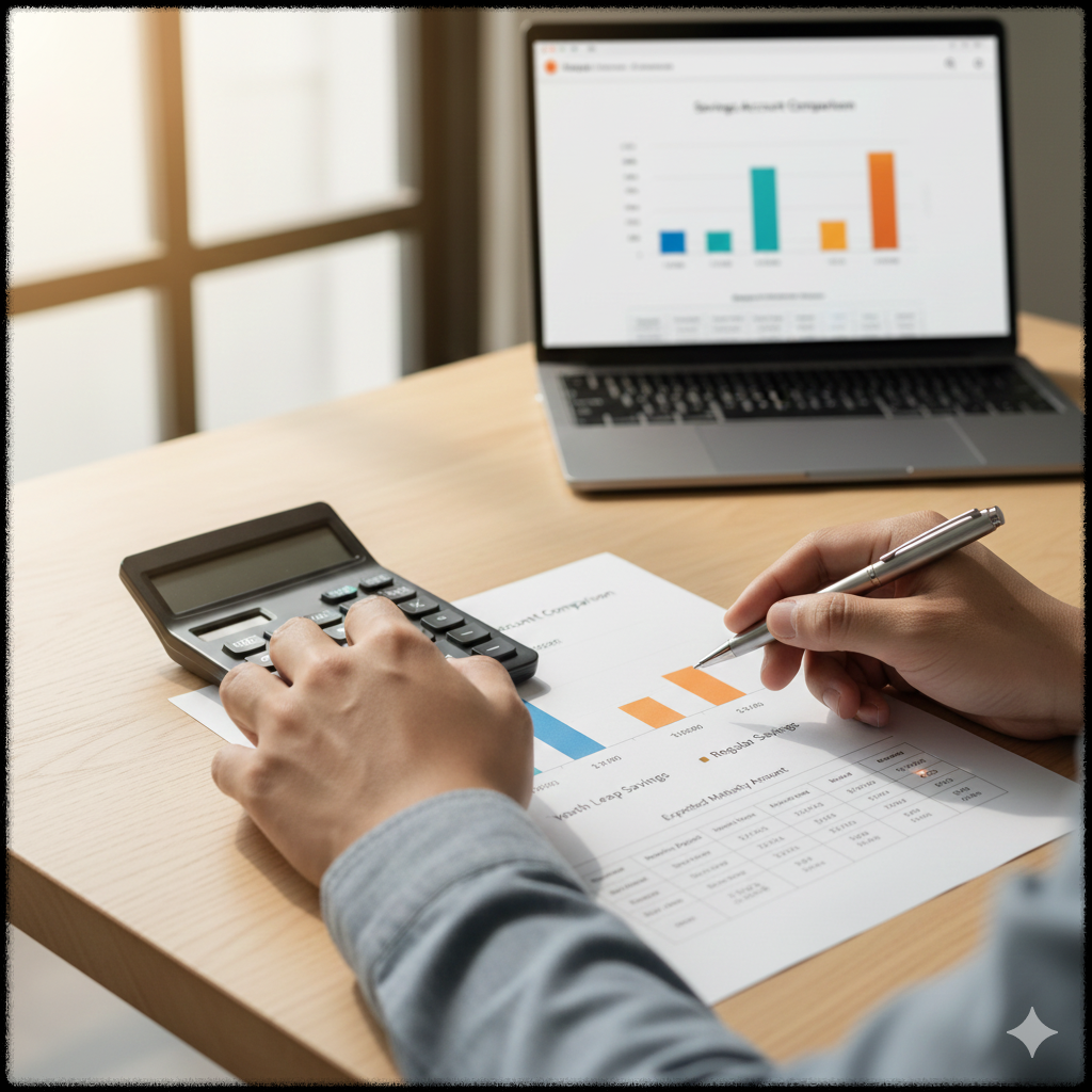 두 계좌의 수령 예상액을 비교하는 청년