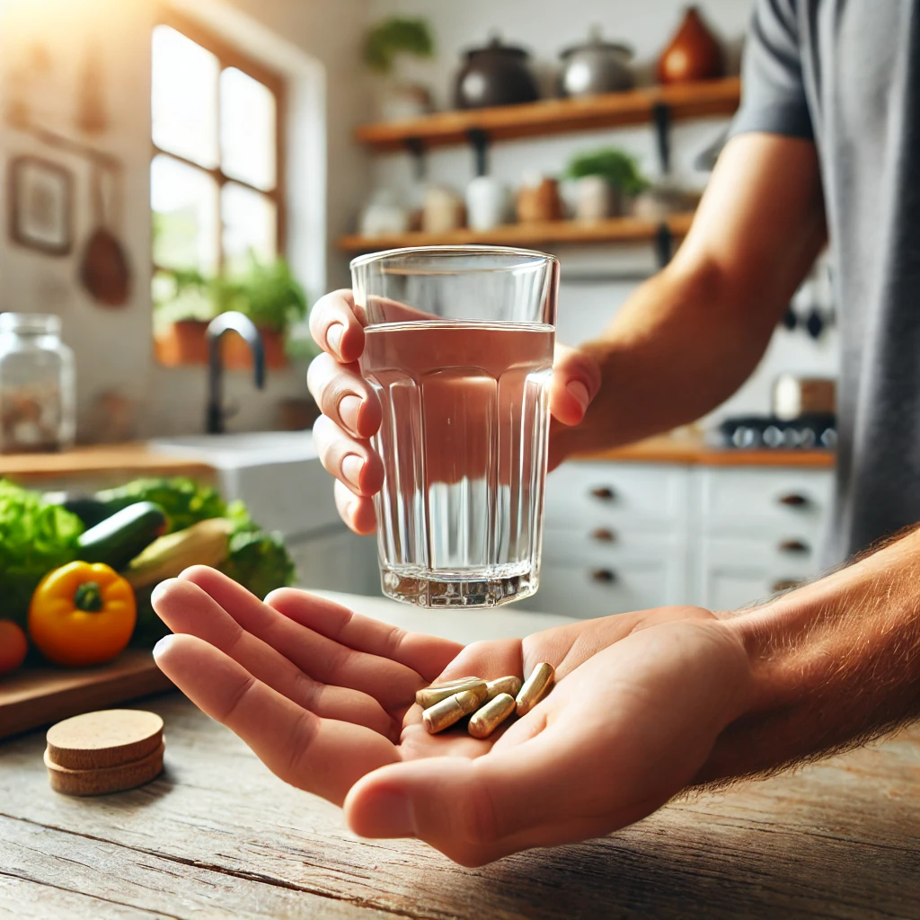 다이어트 보조제 먹는 모습