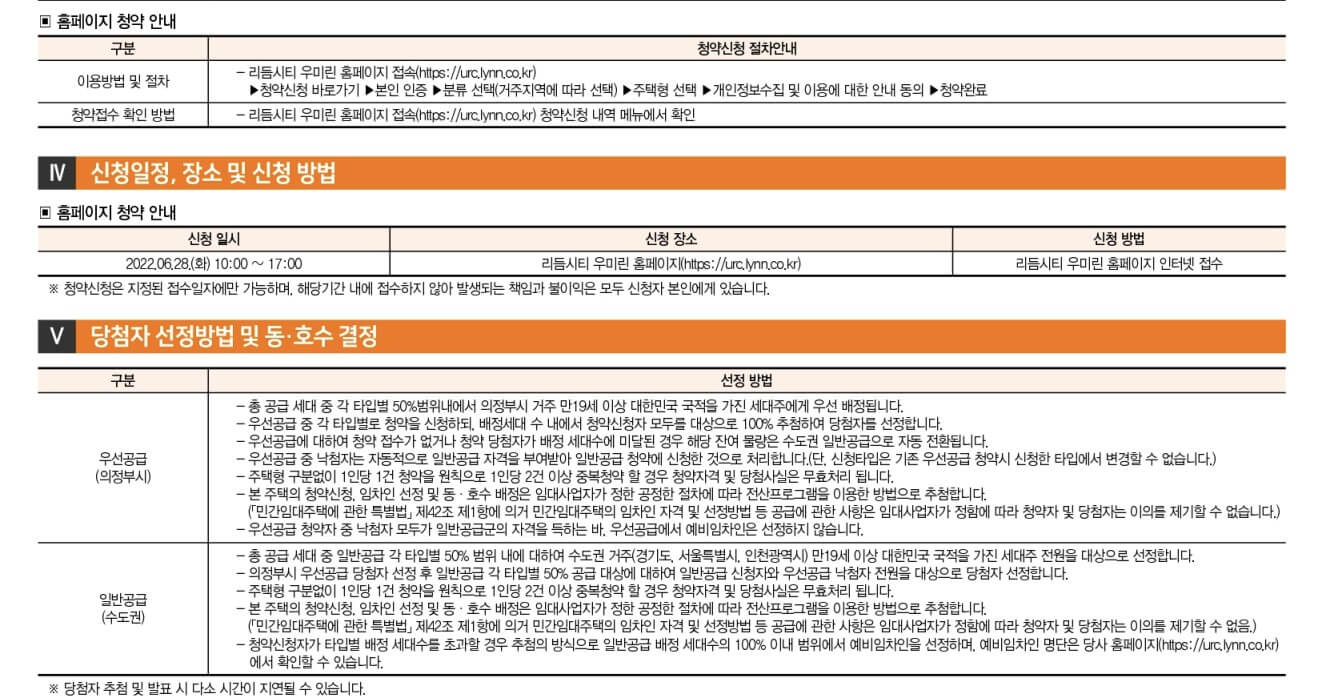 리듬시티 우미린 청약방법