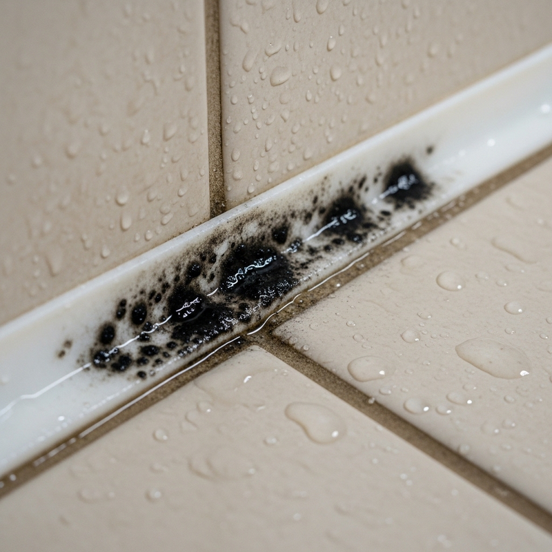 욕실 실리콘 검은 곰팡이 발생 모습