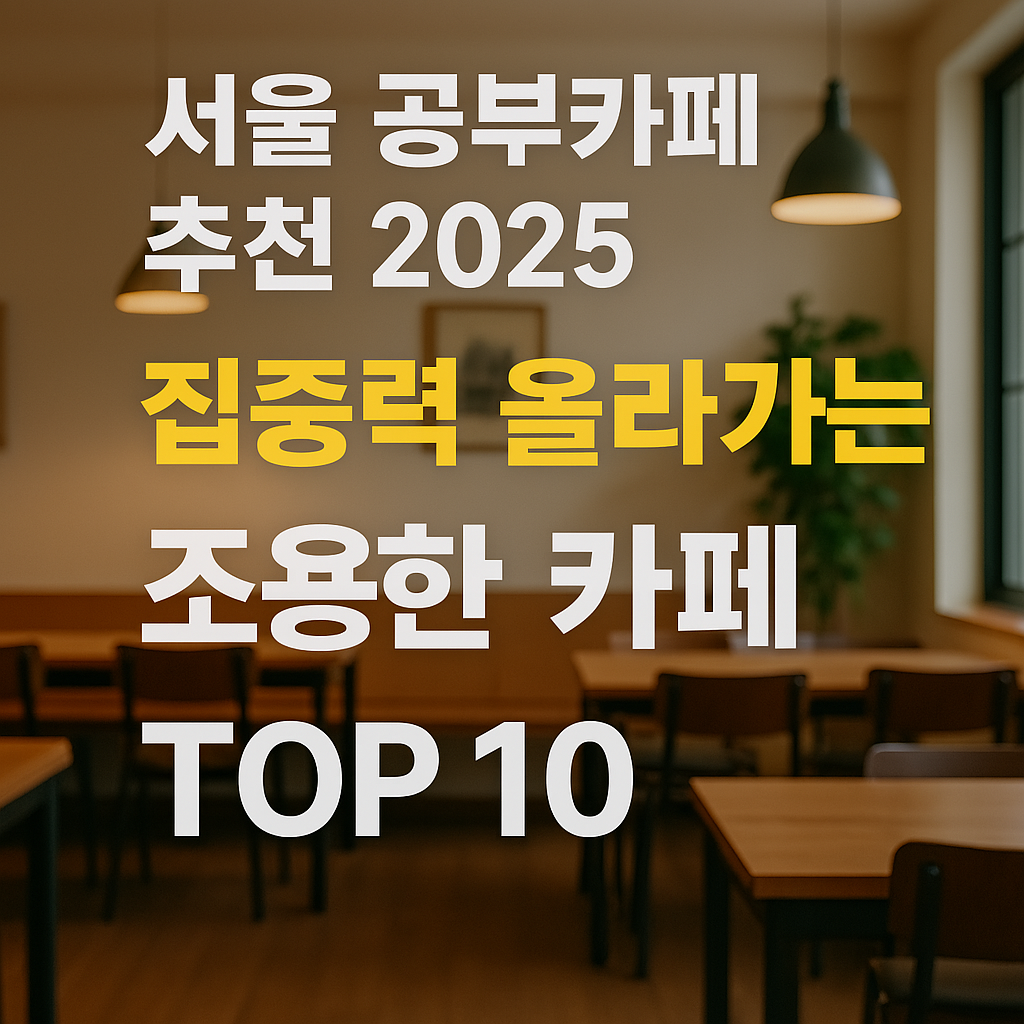 서울 공부카페 추천 2025: 집중력 올라가는 조용한 카페 TOP 10