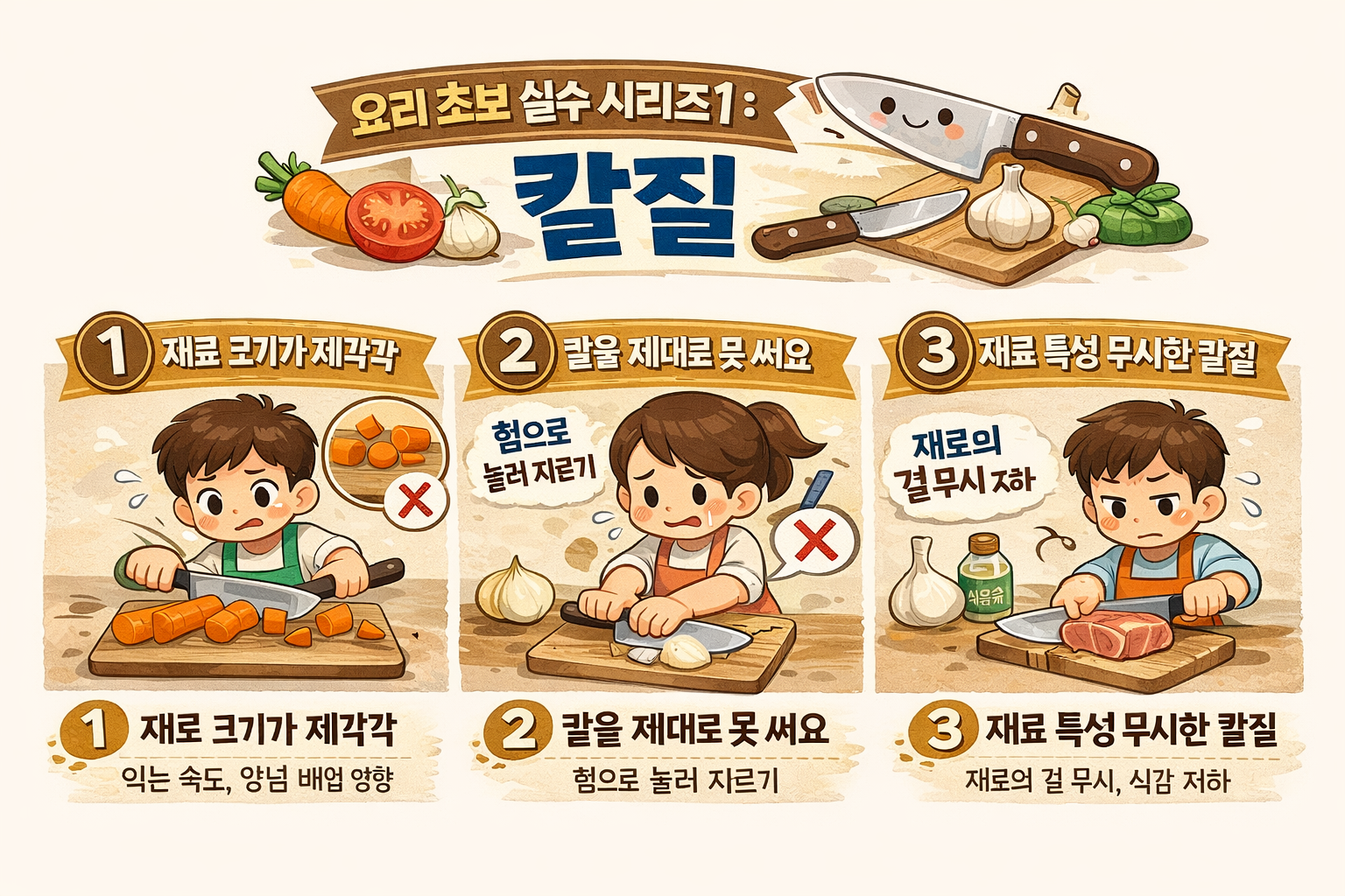 요리 초보 실수 시리즈 1 : 칼질