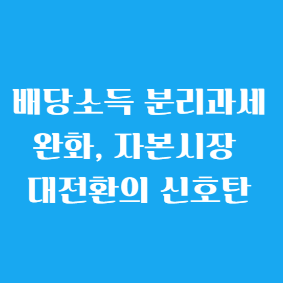 배당소득 분리과세 완화, 자본시장 대전환의 신호탄