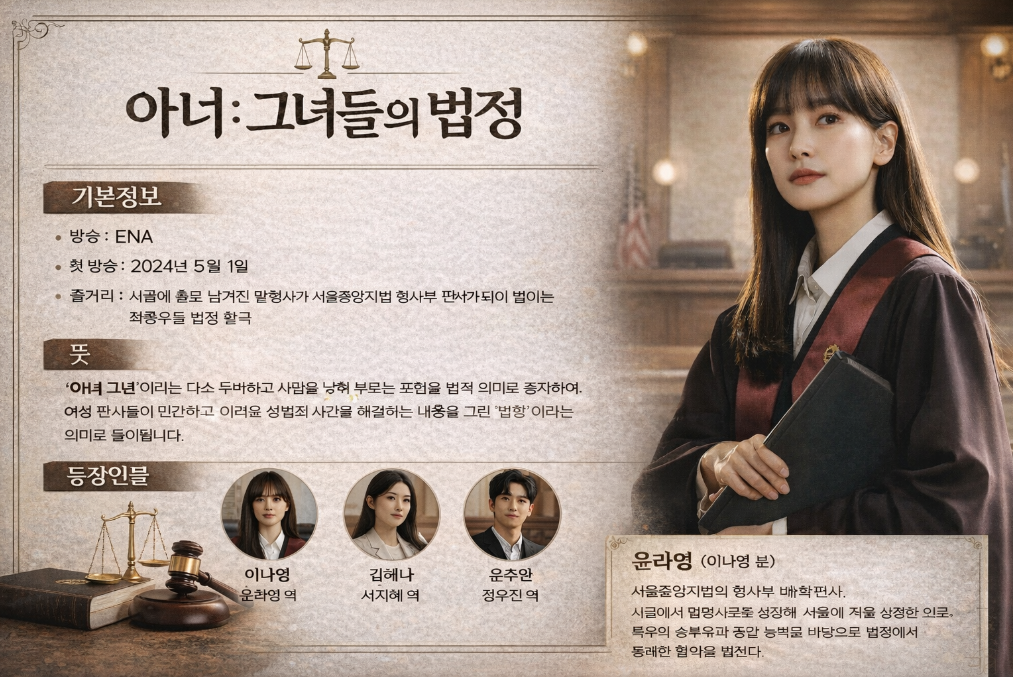 드라마 '아너 : 그녀들의 법정' 윤라영&middot;이나영 등장인물 완벽 정리