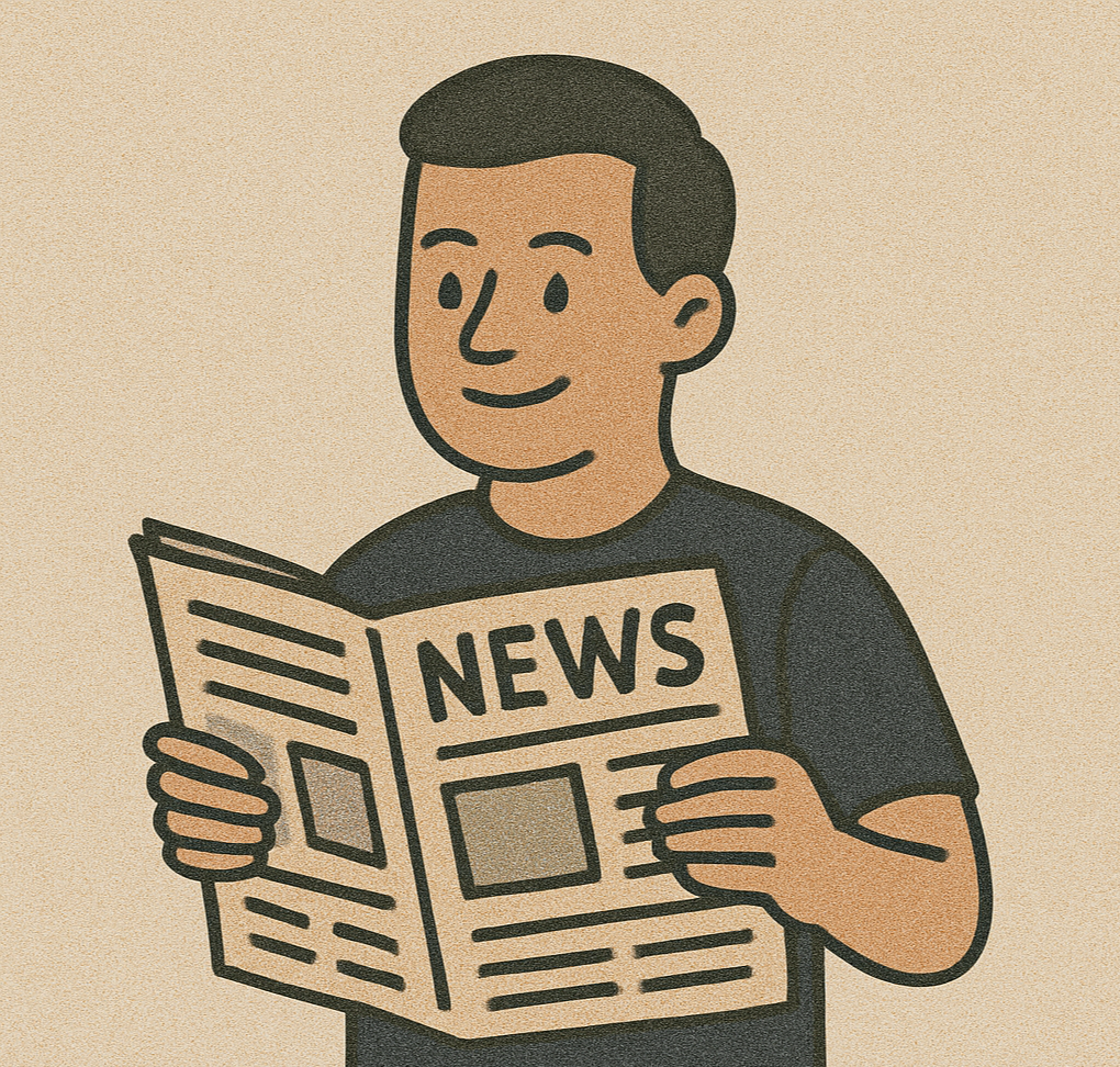 신문 보는 모습