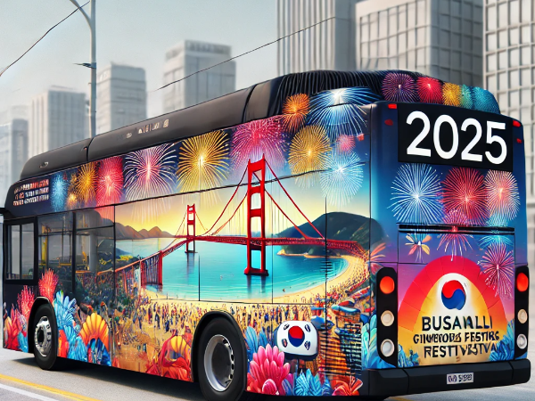 버스 광고 이미지, 부산 광안리 불꽃놀이 축제 이미지