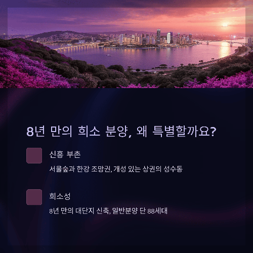 성수 장미아파트 재건축 오티에르 포레 청약 8년 만의 희소 분양, 왜 특별할까요?