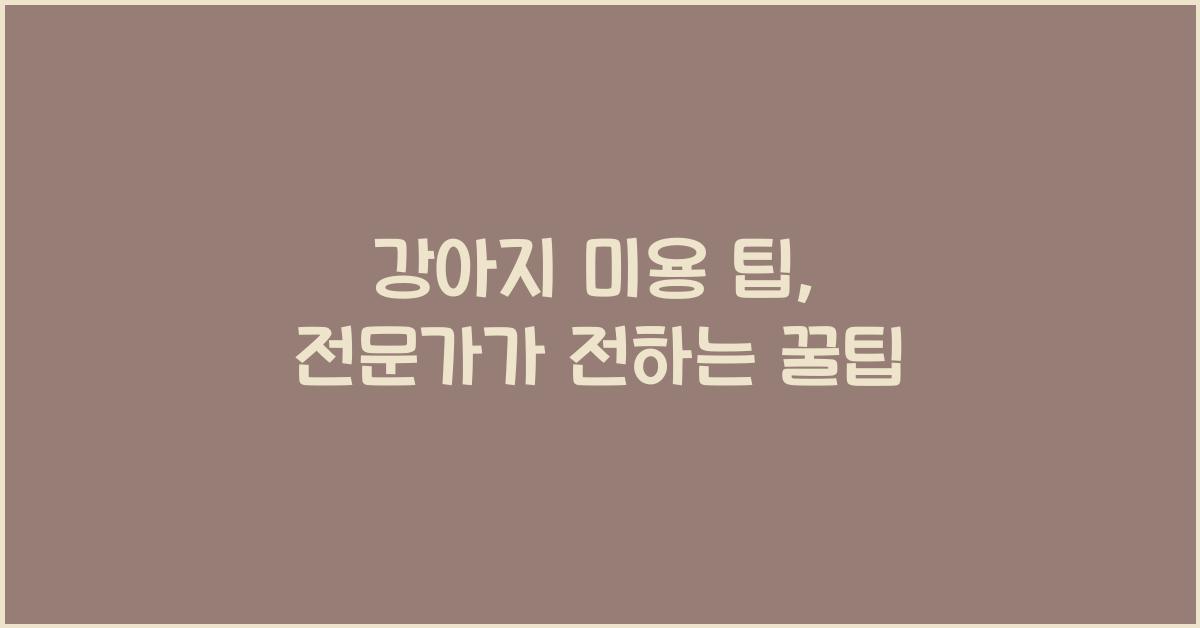 강아지 미용 팁