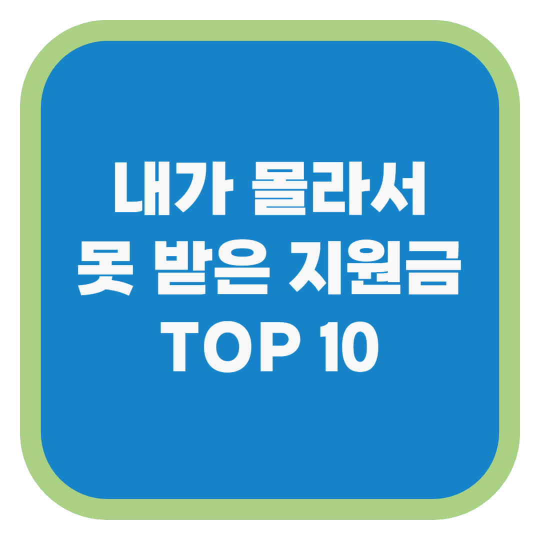 내가 몰라서 못 받은 지원금 TOP 10