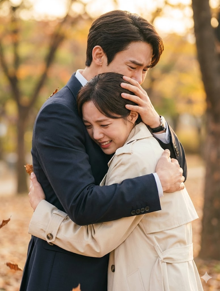 1년 뒤 재회하여 서로를 꽉 끌어안는 사언과 희주.