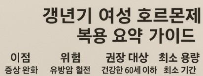 갱년기 여성 호르몬제 복용시 요약 가이드 사진