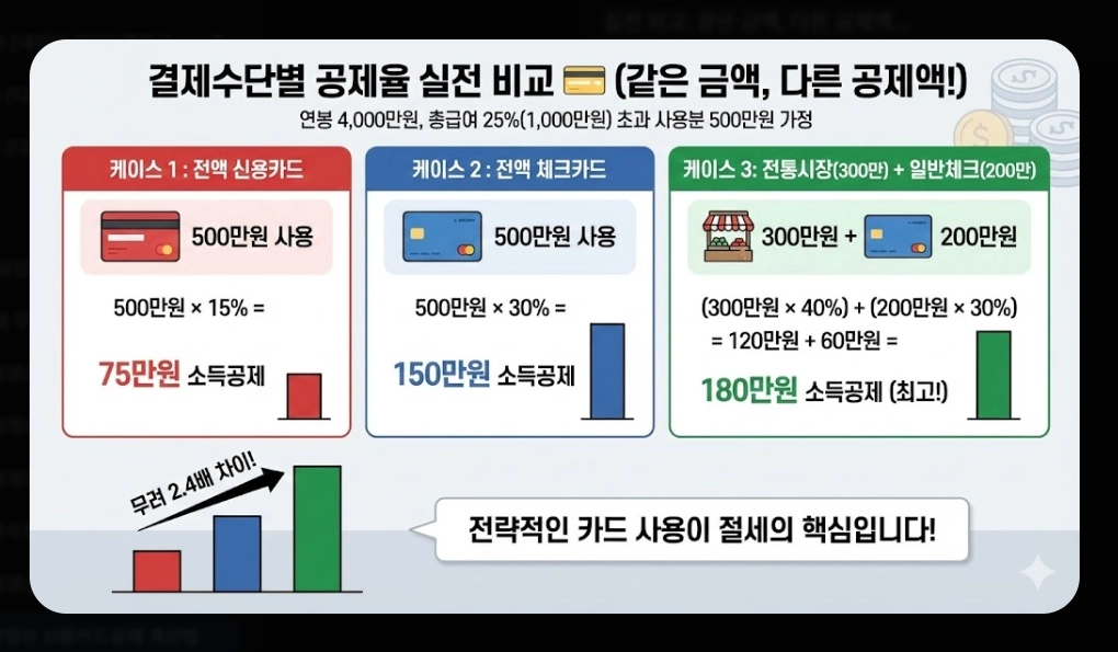 2026 연말정산 신용카드공제 계산법 완벽가이드