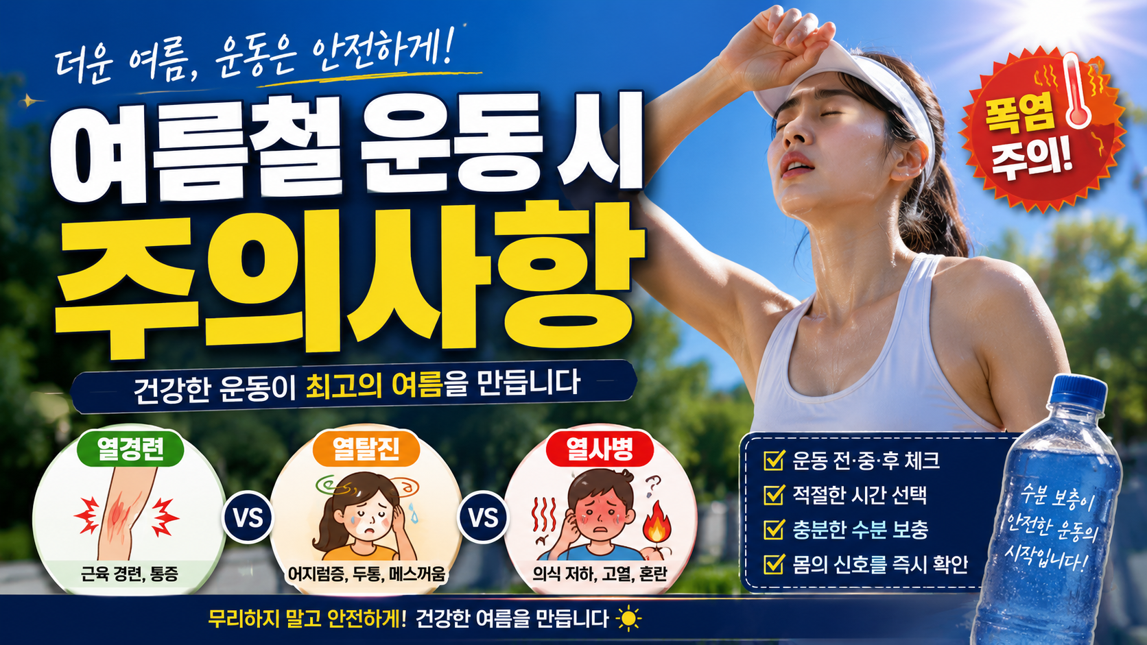 더운 여름, 운동은 안전하게!
여름철 운동시 주의사항