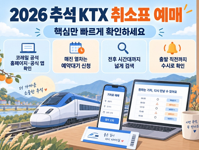 2026 추석 KTX 취소표 예매 방법｜코레일 예매사이트&middot;예약대기 총정리