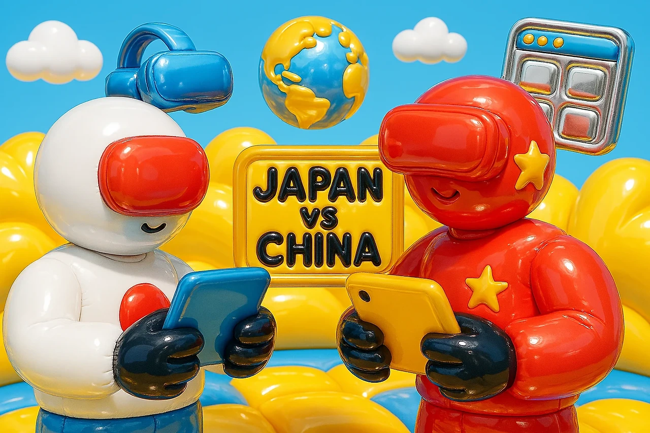 일본과 중국의 공간컴퓨팅 경쟁을 나타내는 그림