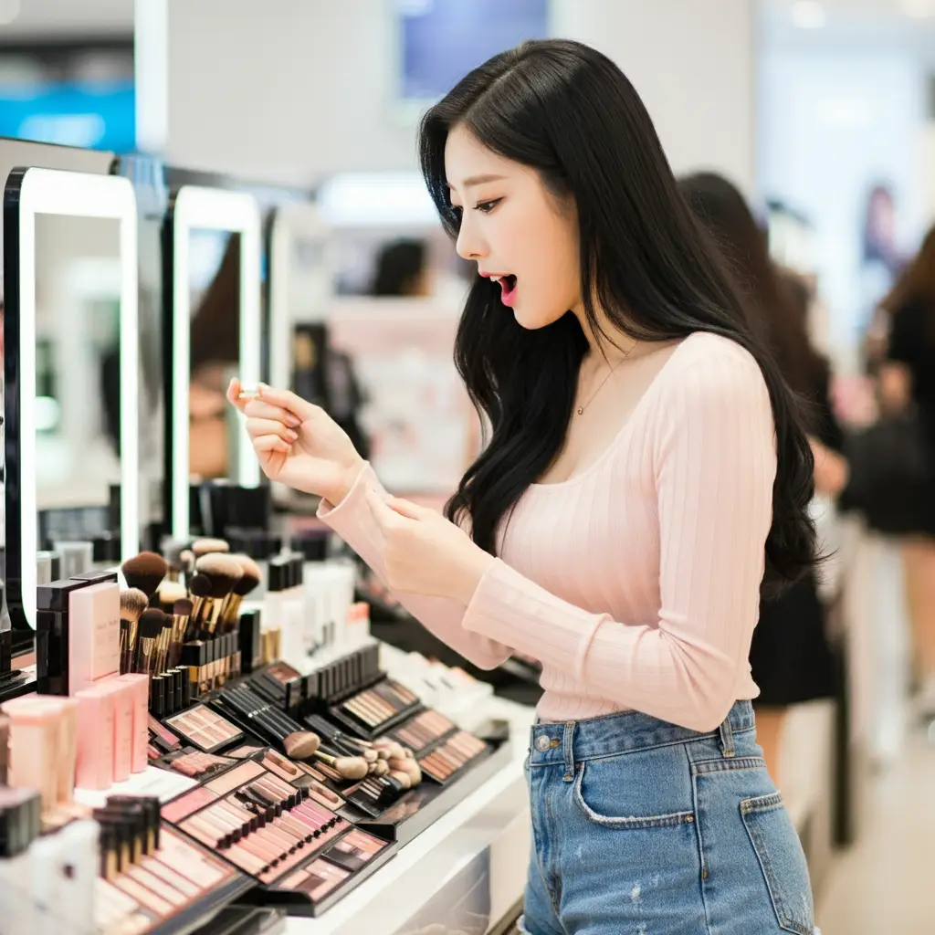 화장품을 쇼핑하는 여성