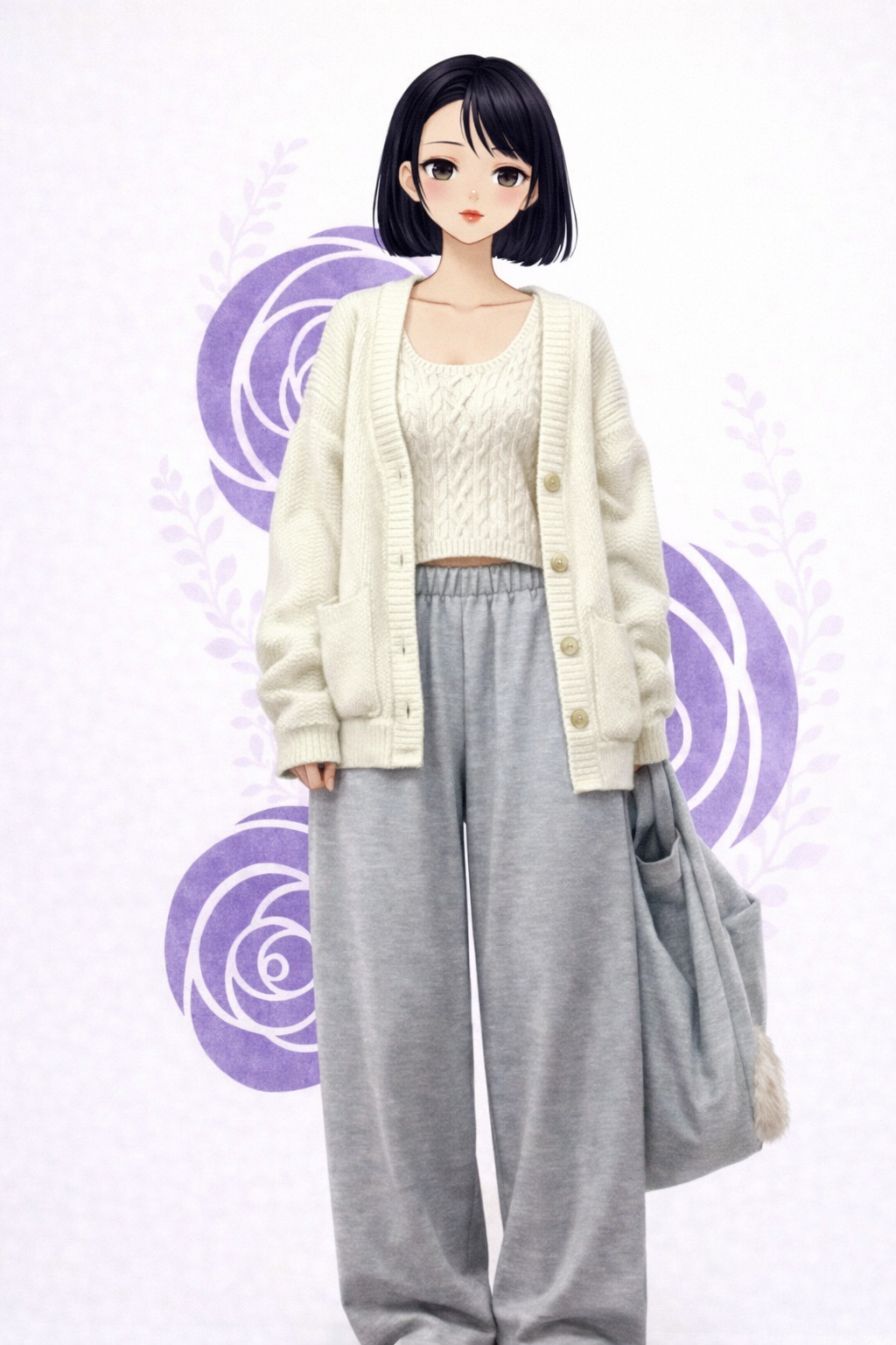 K-Fashion Knit Set With Jogger Pants And Cozy Casual Look