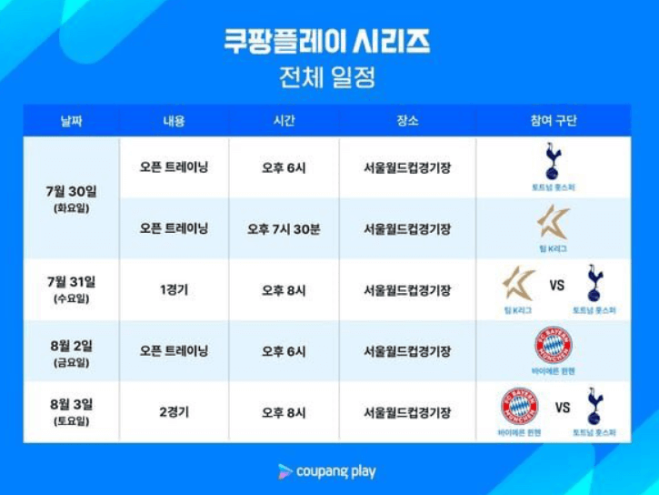 쿠팡플레이 토트넘 뮌헨 가격