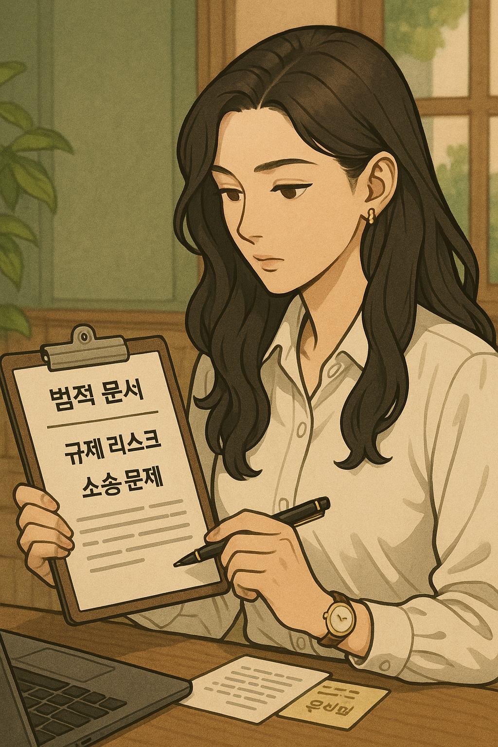 “코인의 규제 리스크와 소송 상황을 점검하는 장면”