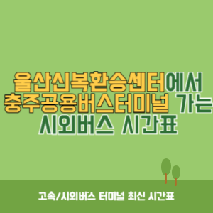 울산신복환승센터에서 충주공용버스터미널 가는 시외버스 시간표 최신정보