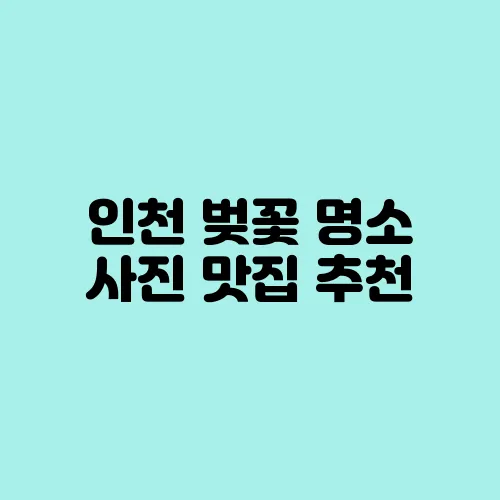 인천 벚꽃 명소 사진 맛집 추천