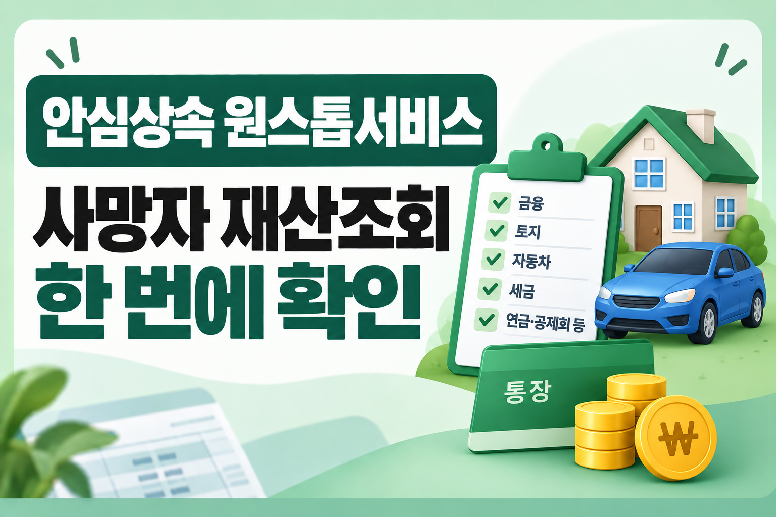 안심상속 원스톱서비스 사망자 금융 토지 자동차 재산조회 신청방법 안내