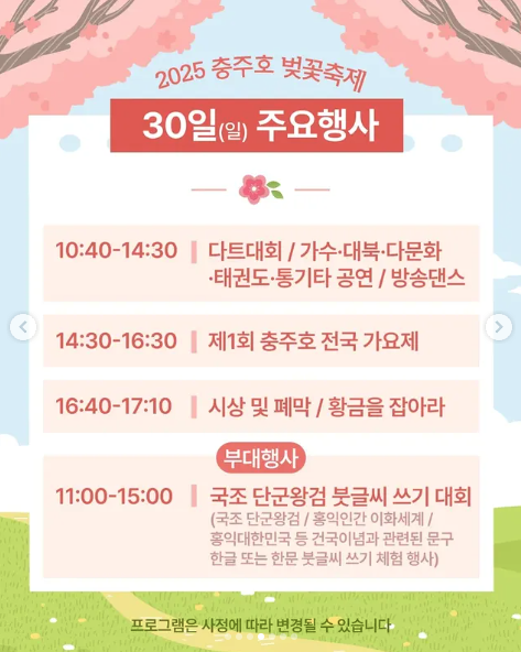 2025년 충주호 벚꽃축제 행사, 일정 등 3분 총정리