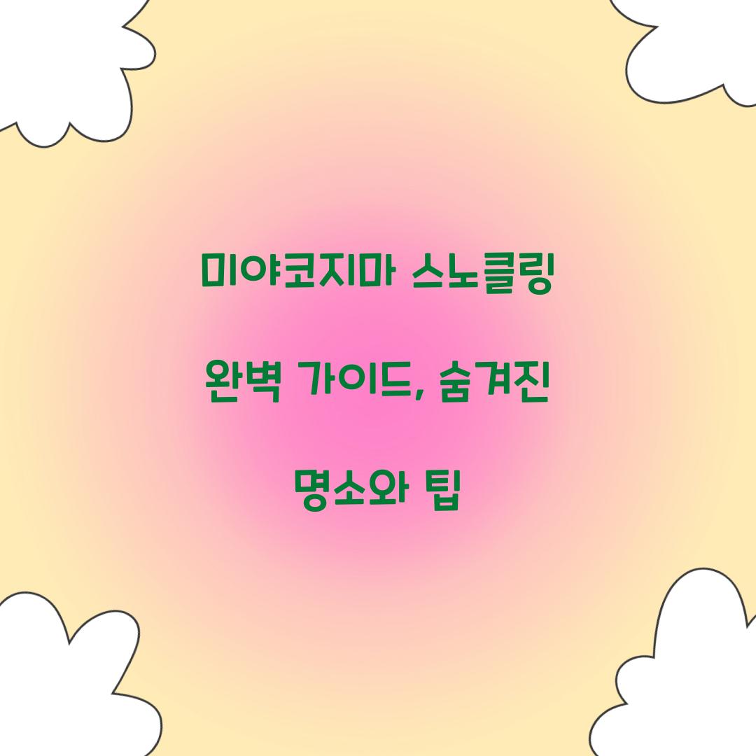 미야코지마 스노클링