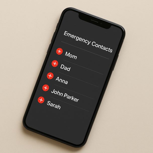 비상연락망이 있는 휴대폰