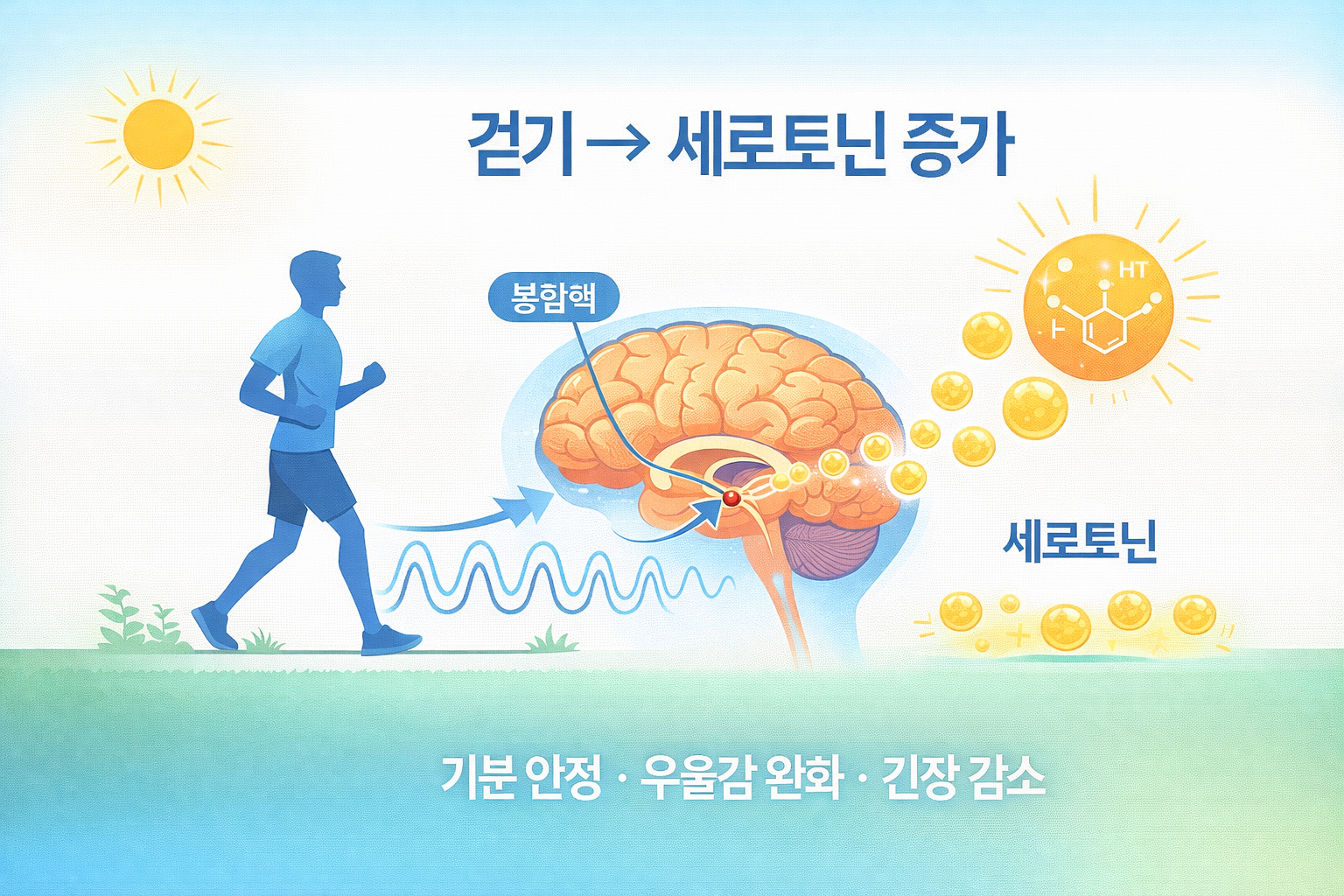 🚶&zwj;♂️ &ldquo;걷기만 해도 우울감이 줄어드는 이유: 세로토닌 증가 메커니즘&rdquo;