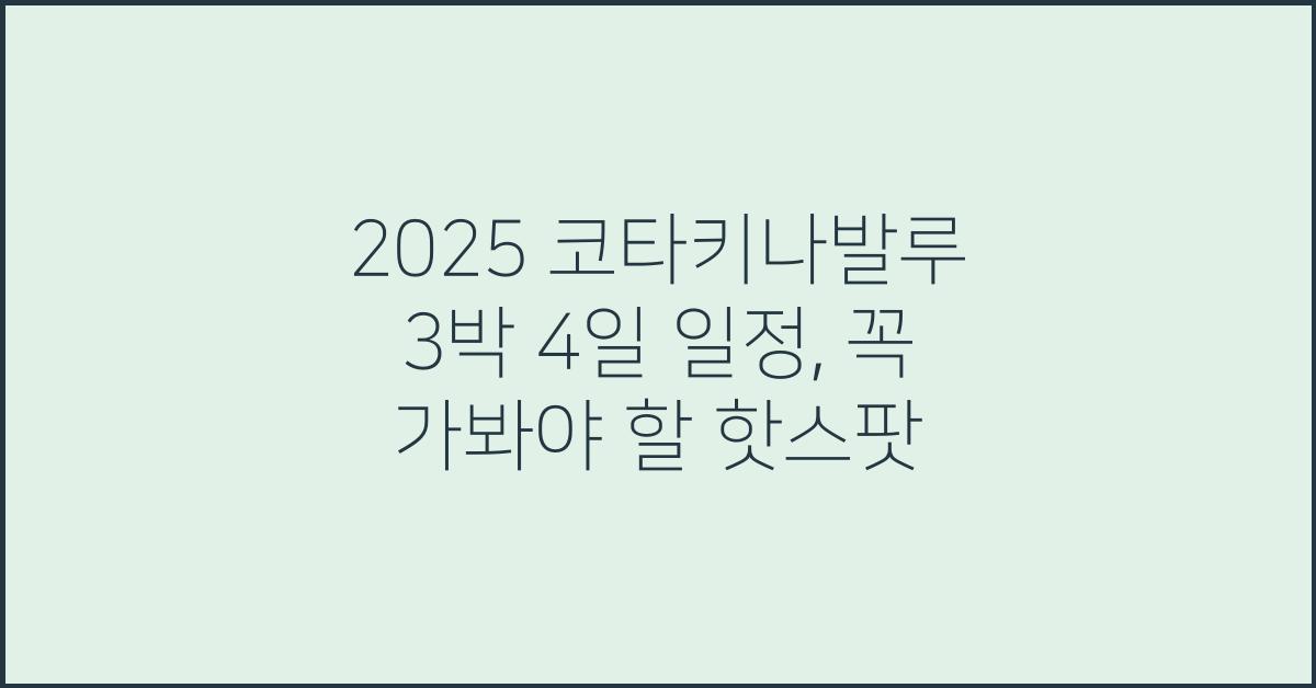 2025 코타키나발루 3박 4일 일정