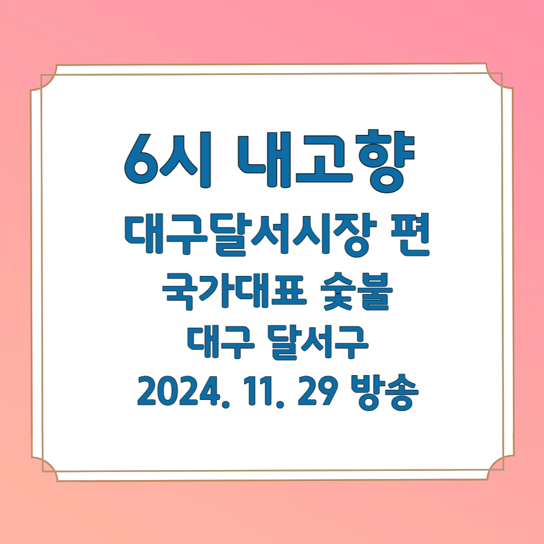 6시 내고향 대구달서시장 편 국가대표 숯불