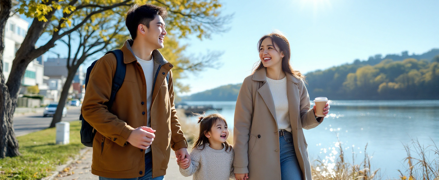 가족이 사낵하고 있는 모습