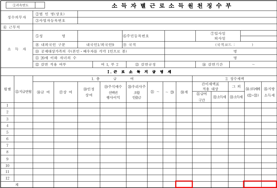 연간소득-기납부세액-확인방법인-근로소득-원천징수부-예시