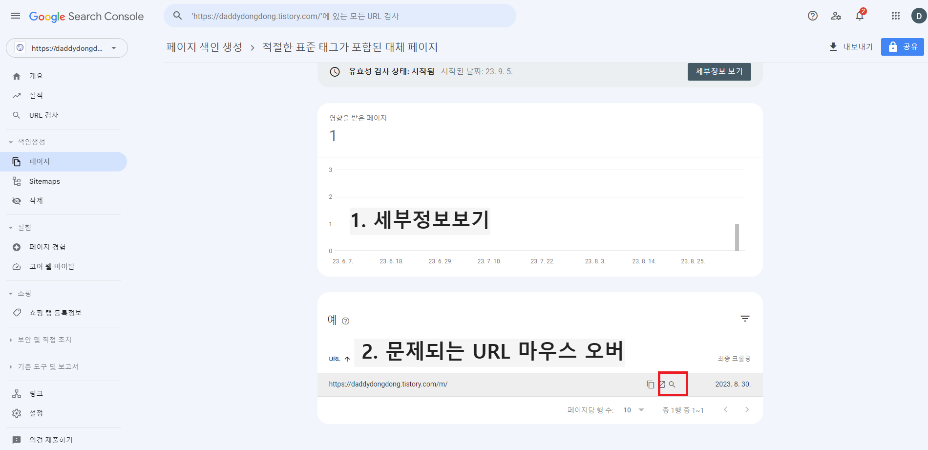 페이지 색인 생성 문제 해결하기