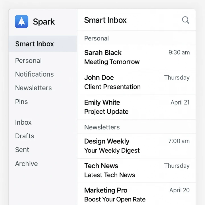 Spark 이메일 앱 UI