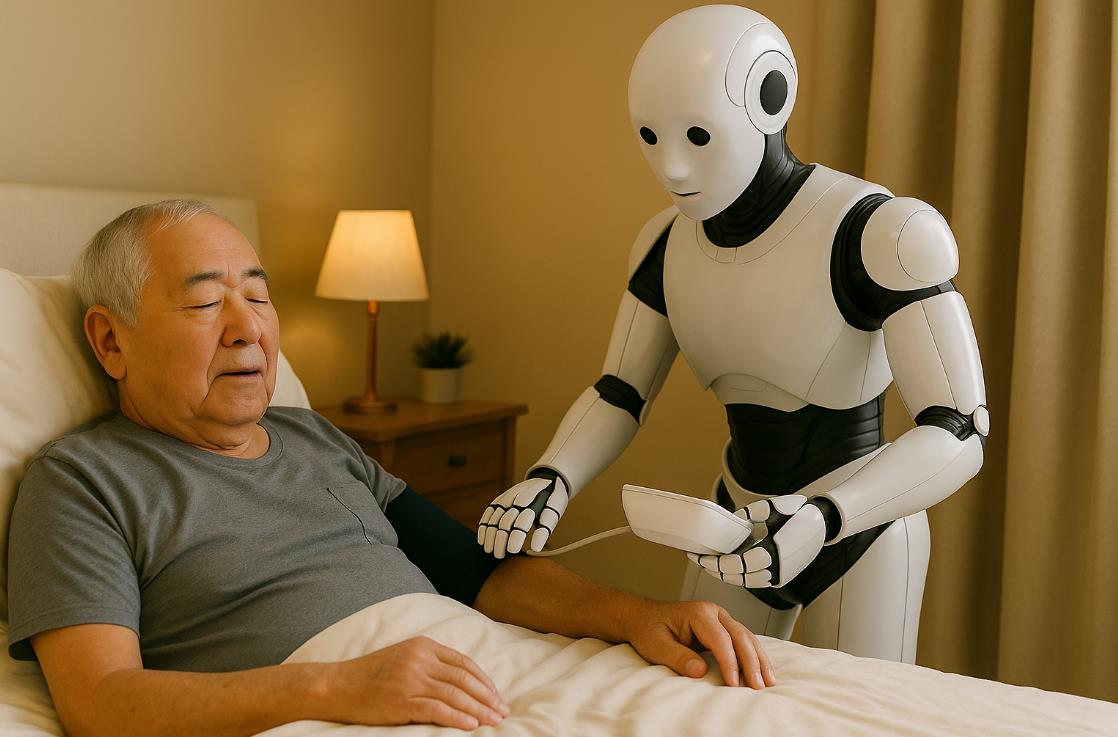 혈압을 재는 고령화 사회 돌봄 로봇