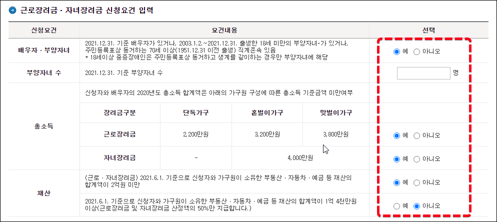 근로장려금-신청요건