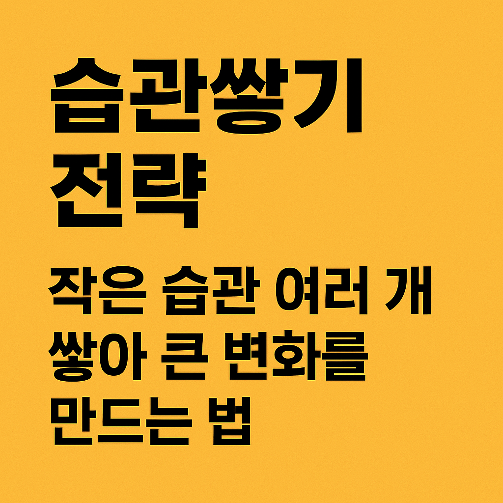 작은습관 여러 개 쌓아 큰 변화를 만드는 습관짜기 전략