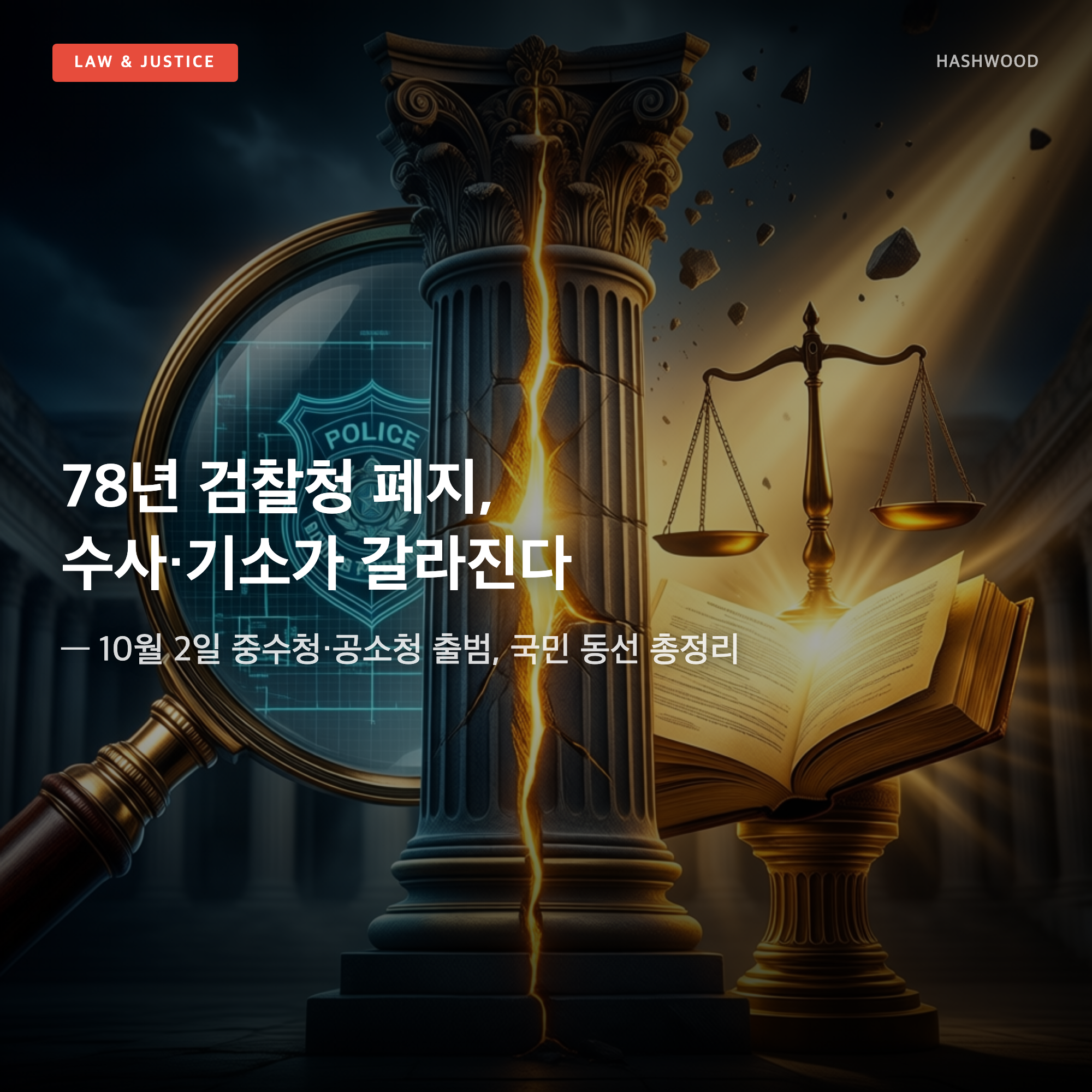 그림: 78년 검찰청 폐지, 수사·기소가 갈라진다 — — 10월 2일 중수청·공소청 출범, 국민 동선 총정리