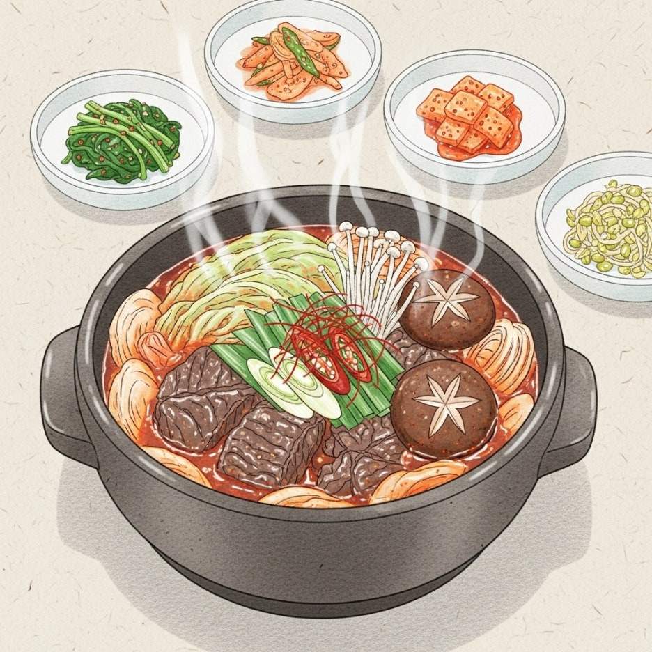 김이 모락모락 나는 정갈한 흑염소 요리 한 상