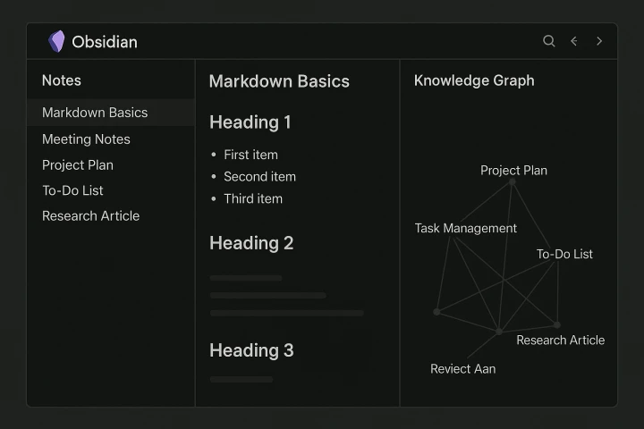 Obsidian 그래프 뷰 화면