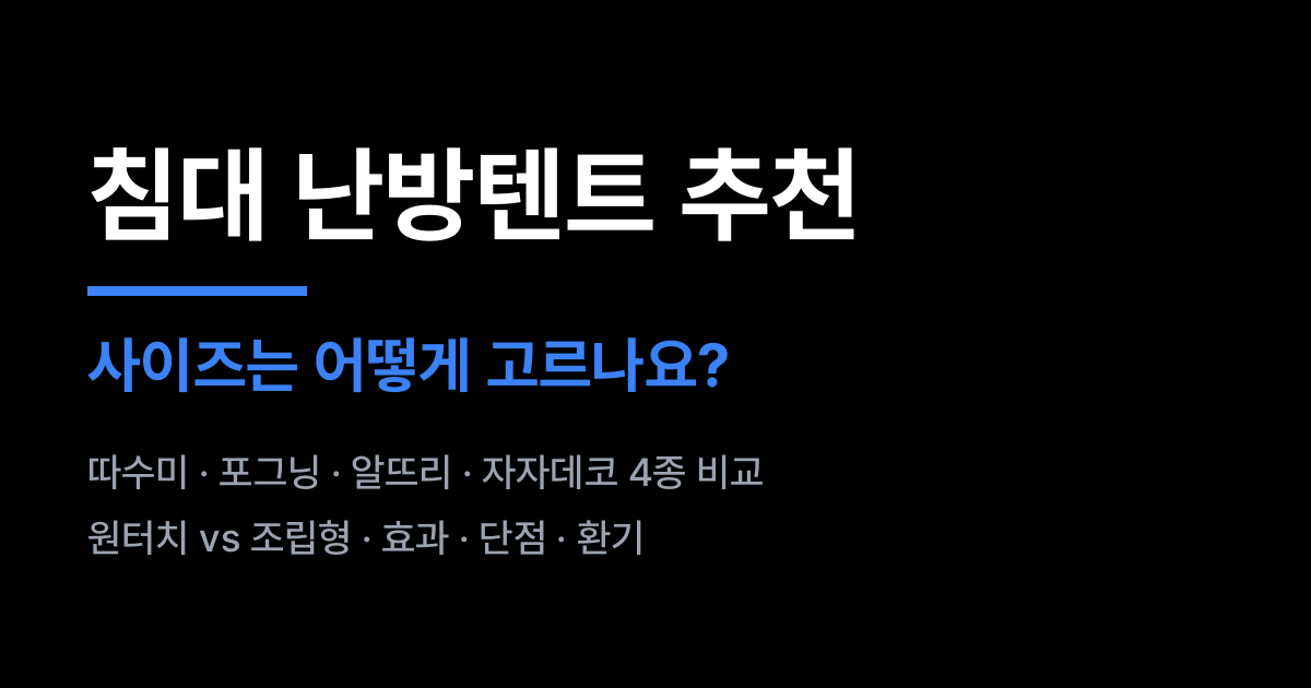 침대 난방텐트 추천 4종 비교 썸네일: 사이즈 고르는 법·효과·단점